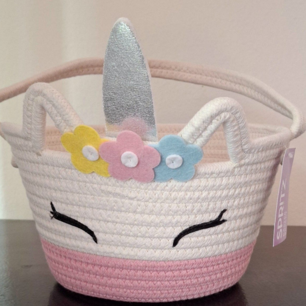 Spritz Unicorn Basket (Target Brand) with Silver Horn and Pastel Accents
